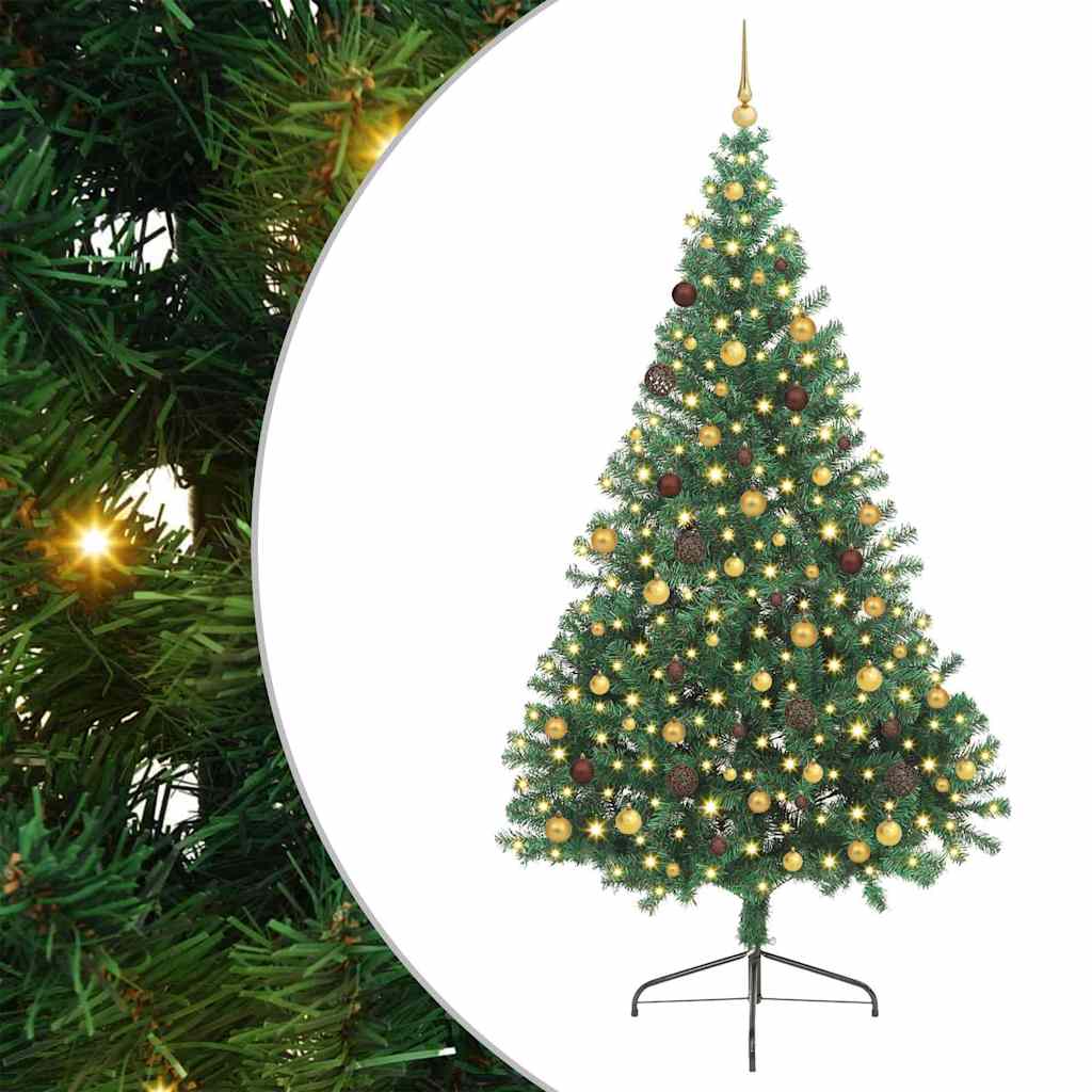 Dirbtinis prieššventinis eglutė su šviesomis Žalia 240 cm PVC