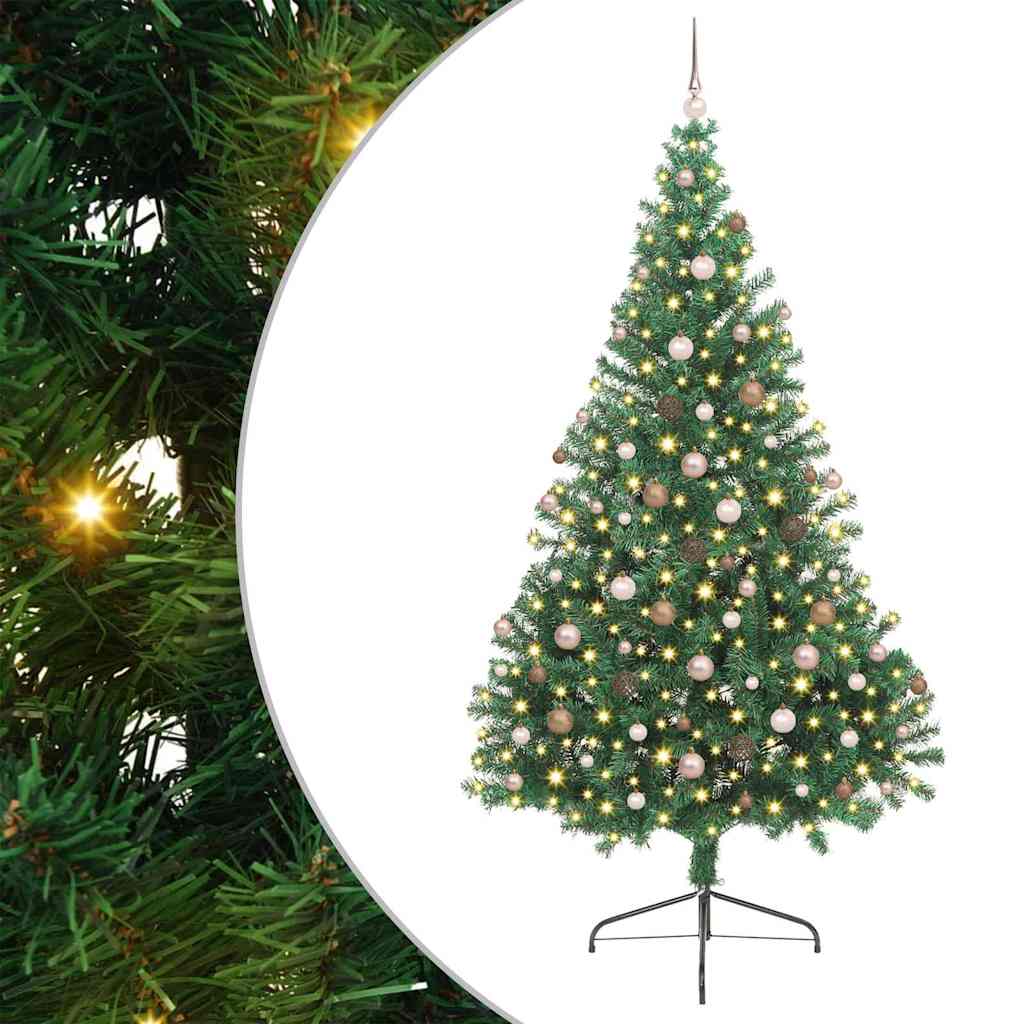 Dirbtinis prieššventinis eglutė su šviesomis Žalia 240 cm PVC