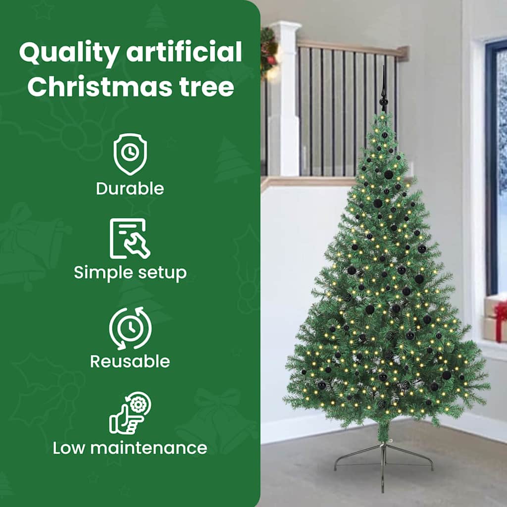Artificial pre-lit Christmas tree HORIZON EMBER, green 240 cm.