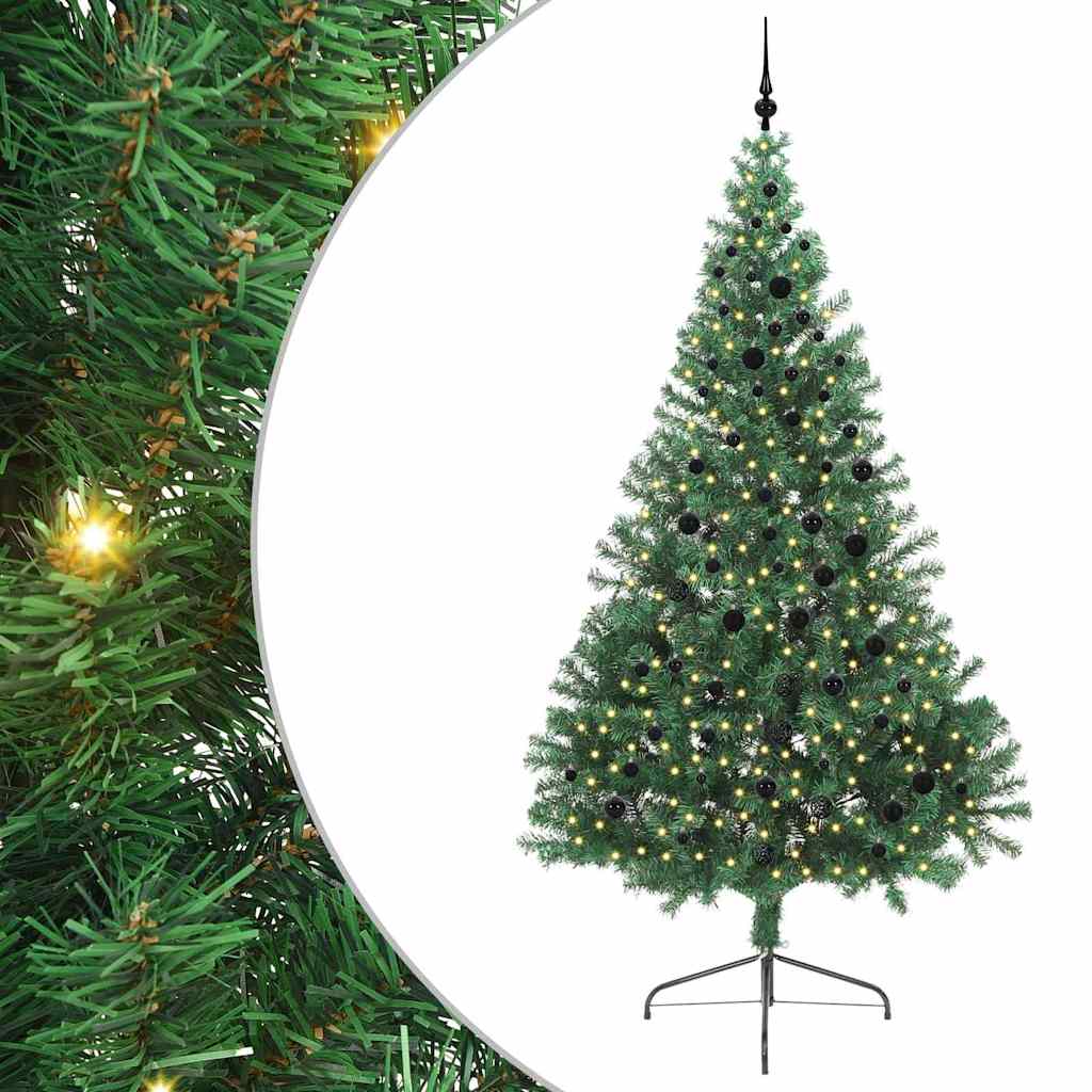 Artificial pre-lit Christmas tree HORIZON EMBER, green 240 cm.