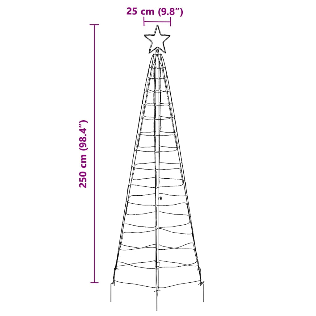 LED Kalėdinė eglutė HOLLOW EVERGREEN, su žemės kuoleliais Šilta balta 250 cm.