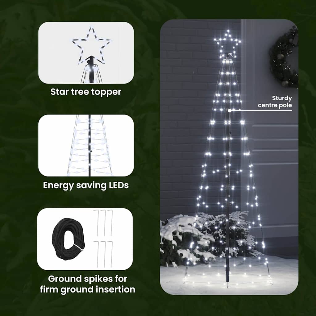 LED Kalėdinė eglutė HOLLOW EVERGREEN, su žemės kuoleliais Šalta balta 250 cm.