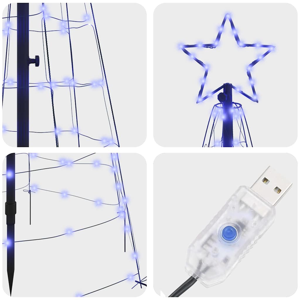LED Ziemassvētku eglīte HOLLOW EVERGREEN, ar zemes mietiņiem Zila 250 cm. Dzelzs