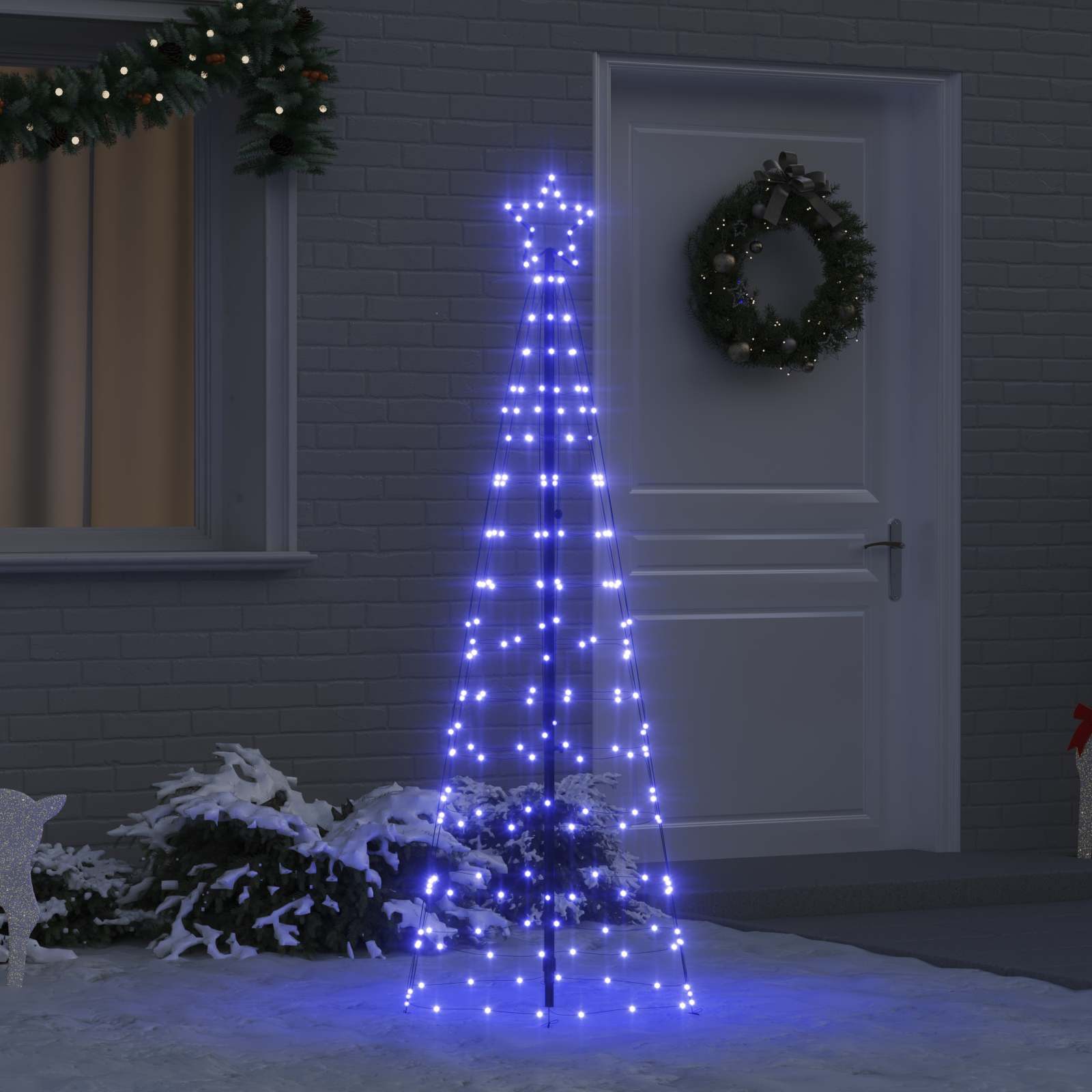 LED Ziemassvētku eglīte HOLLOW EVERGREEN, ar zemes mietiņiem Zila 250 cm. Dzelzs