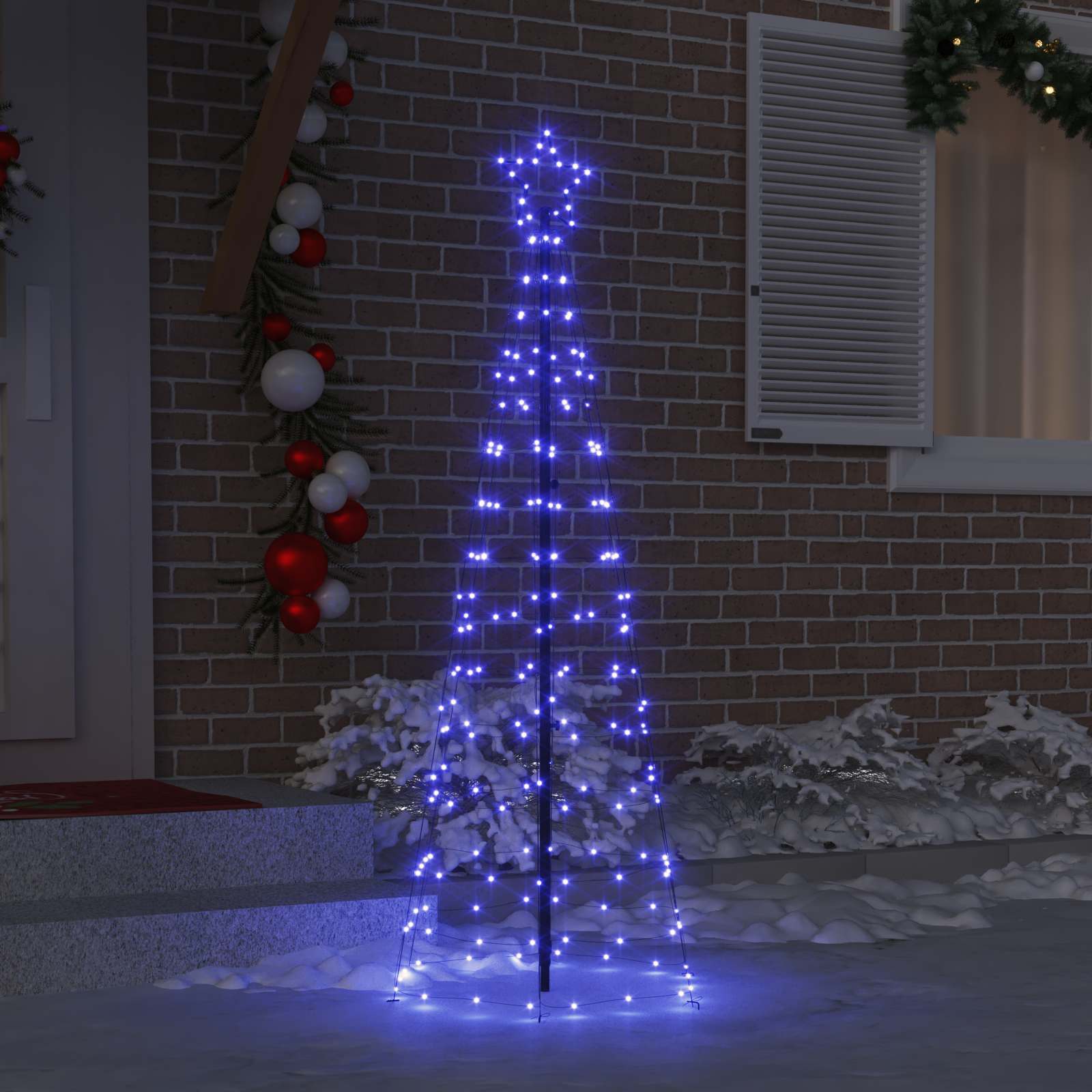 LED Ziemassvētku eglīte HOLLOW EVERGREEN, ar zemes mietiņiem Zila 250 cm. Dzelzs