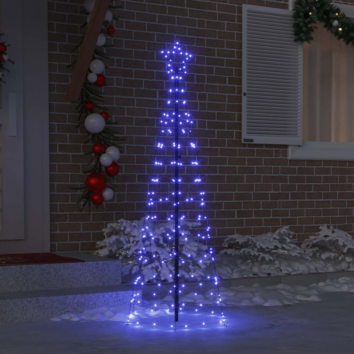 LED Kalėdinė eglutė HOLLOW EVERGREEN, su žemės kuoleliais Mėlyna 250 cm. Geležis