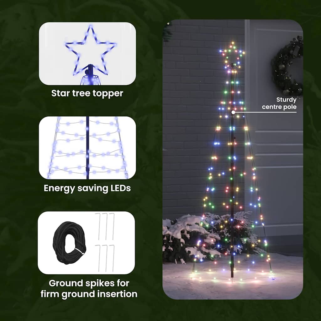 LED Kalėdinė eglutė HOLLOW EVERGREEN, su žemės kuoleliais Mėlyna 250 cm. Geležis