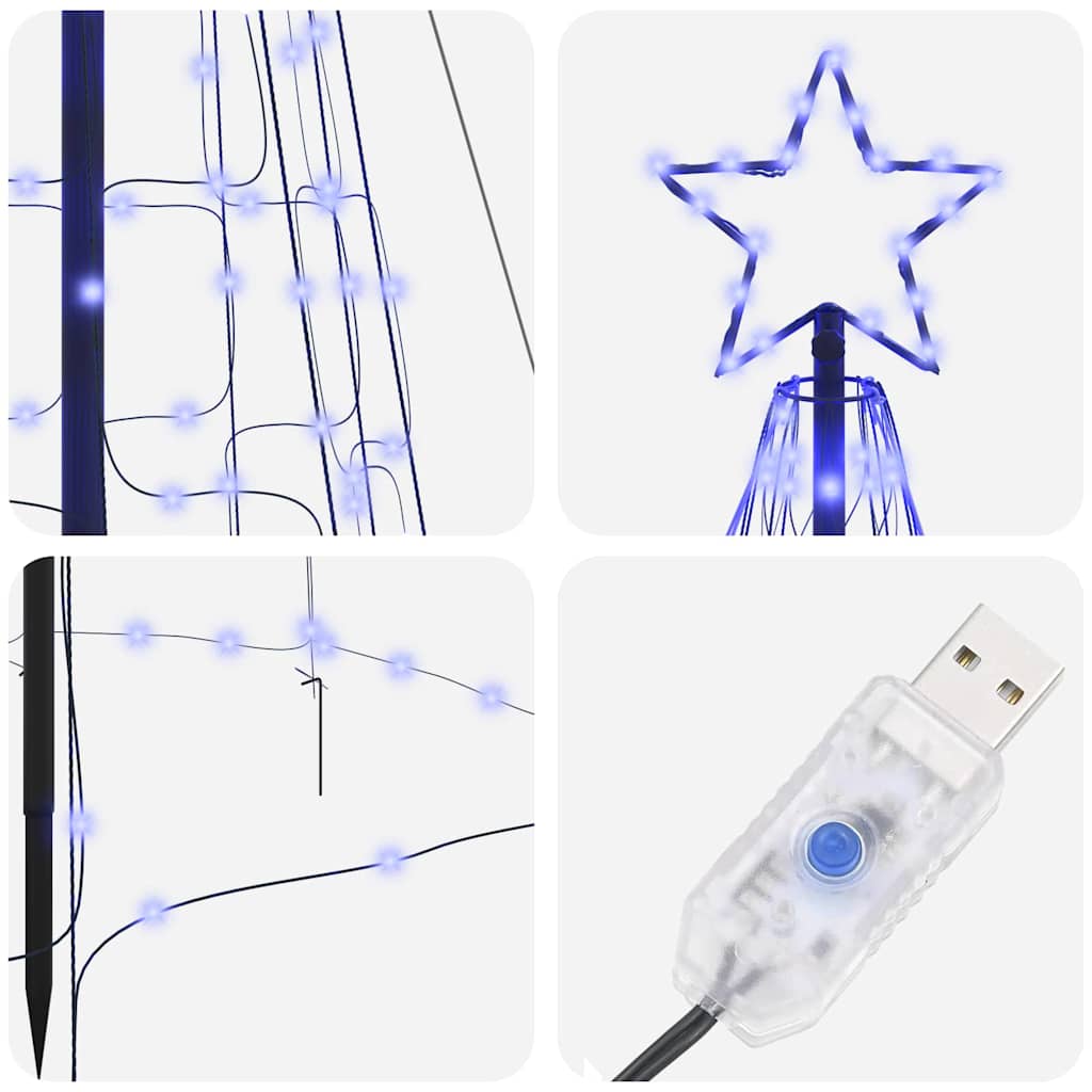 LED Ziemassvētku eglīte HOLLOW EVERGREEN, ar zemes mietiņiem, zila, 400 cm. Dzelzs