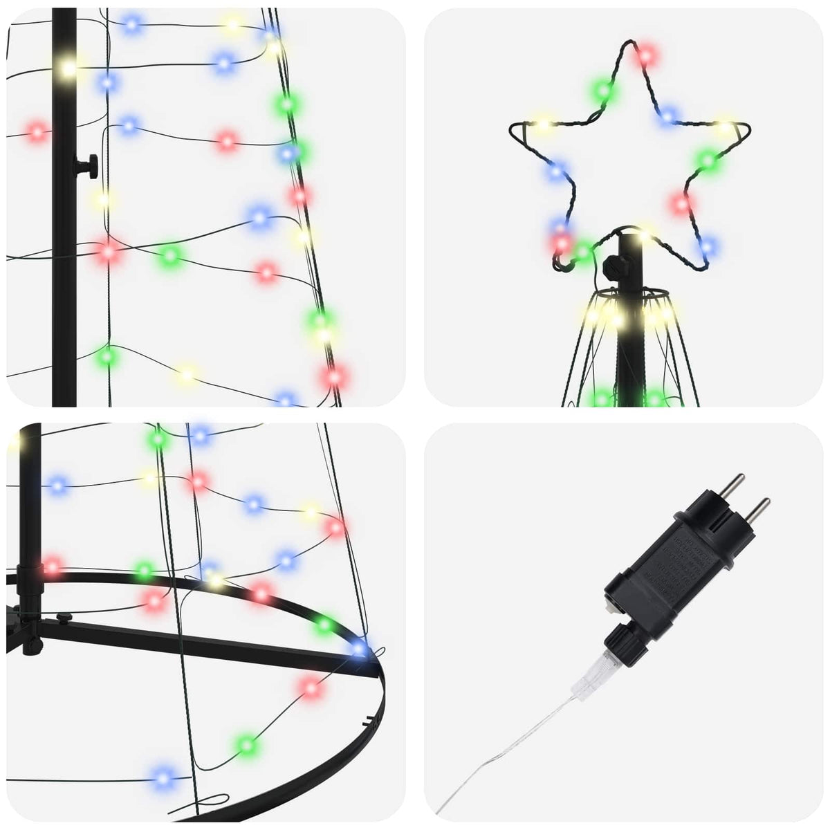 LED Kalėdų medis EKENAS 250 cm 390 LED Įvairių spalvų Plienas
