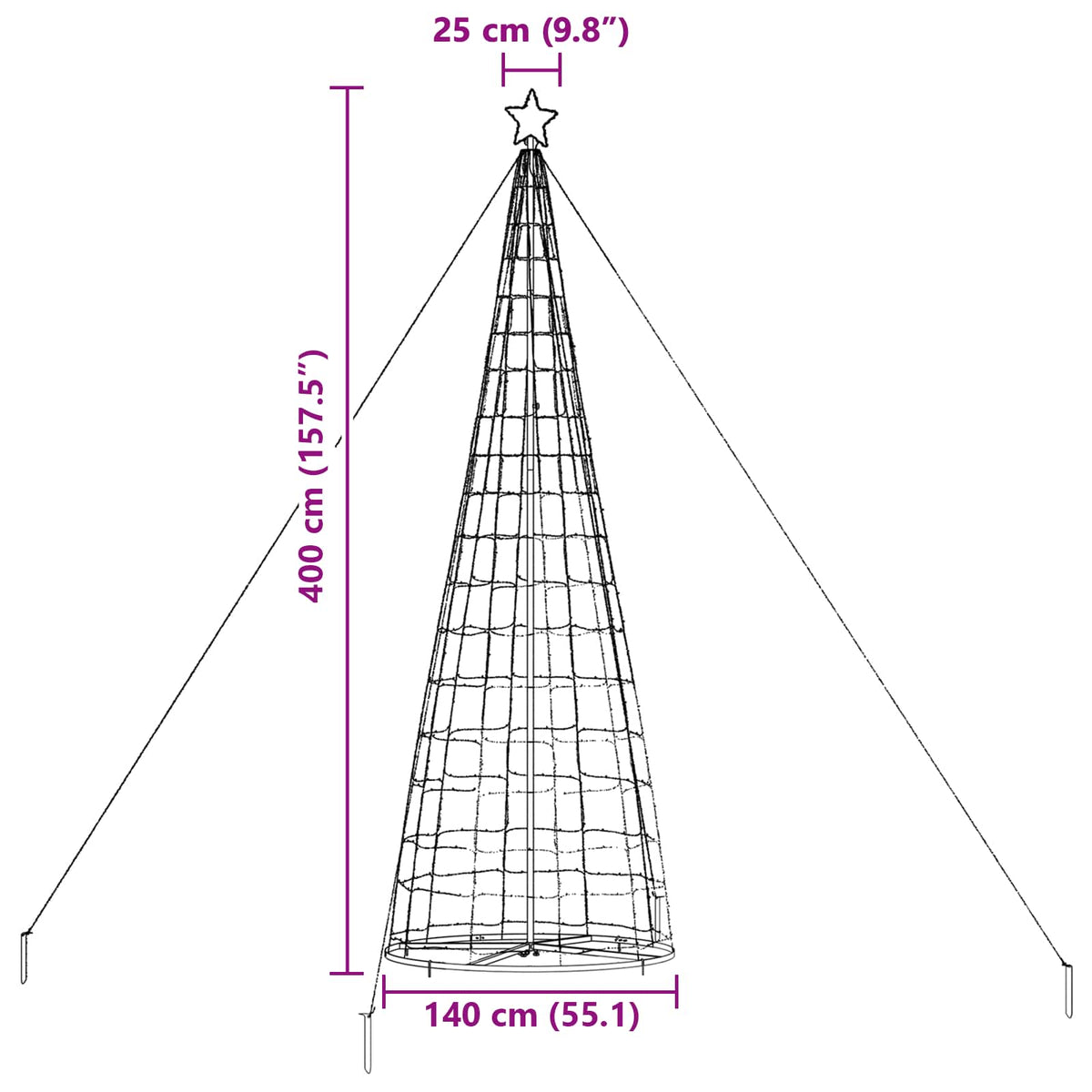 LED Kalėdų medis EKENAS 400 cm 800 LED Šilta balta Plienas