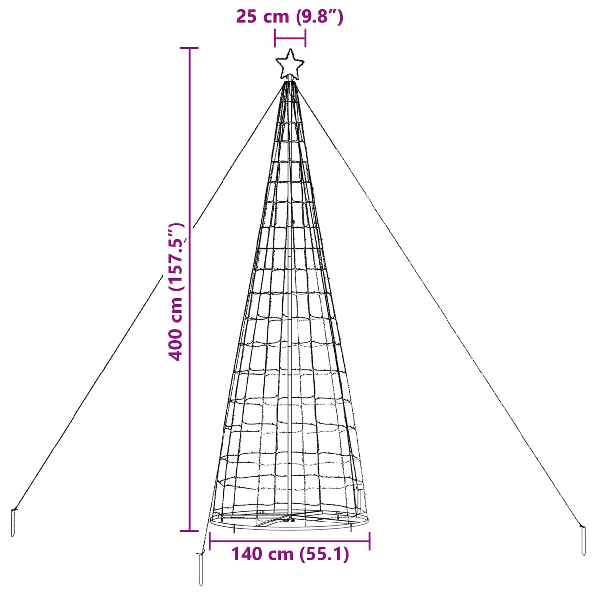 LED Kalėdų medis EKENAS 400 cm 800 LED Įvairių spalvų Plienas