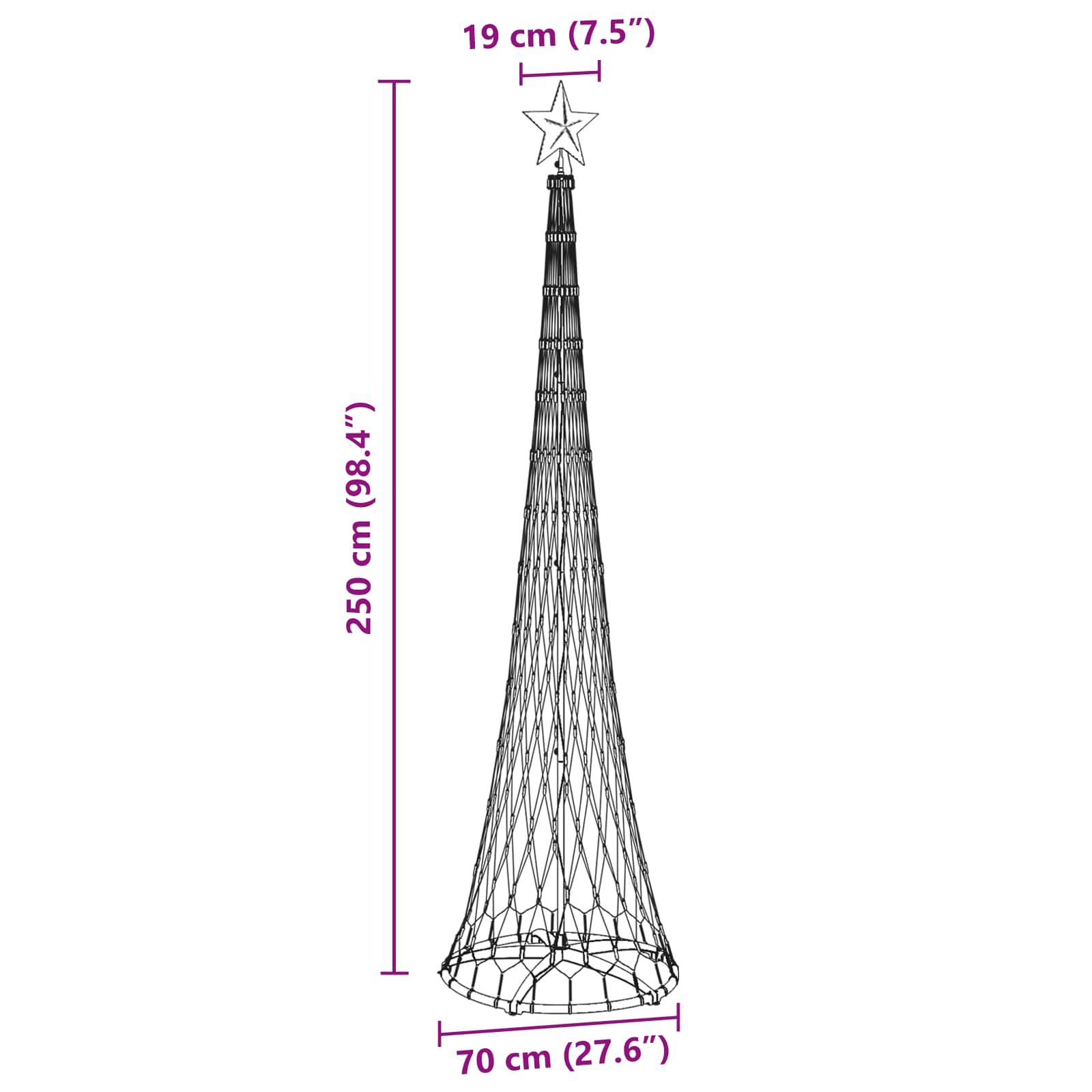 LED Kalėdų medis WINTER WINTER, Įvairiaspalvis 70 x 70 x 250 cm. metalas