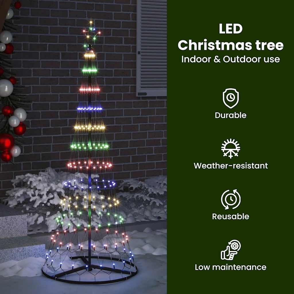 LED Kalėdų medis su 230 LED Įvairiaspalvis 184.5 cm metalas