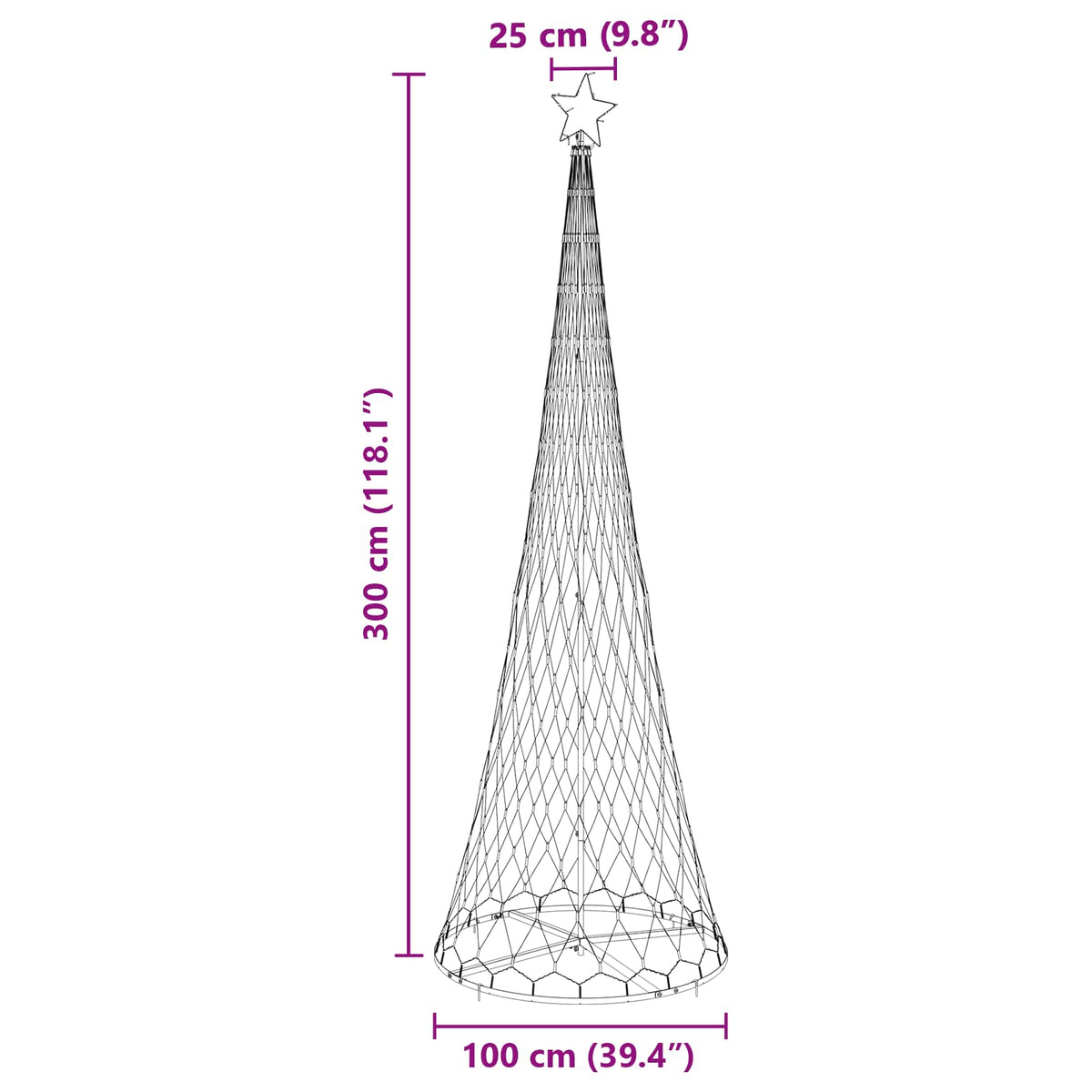 LED Kalėdų medis Šaltas baltas 302,5 cm metalas
