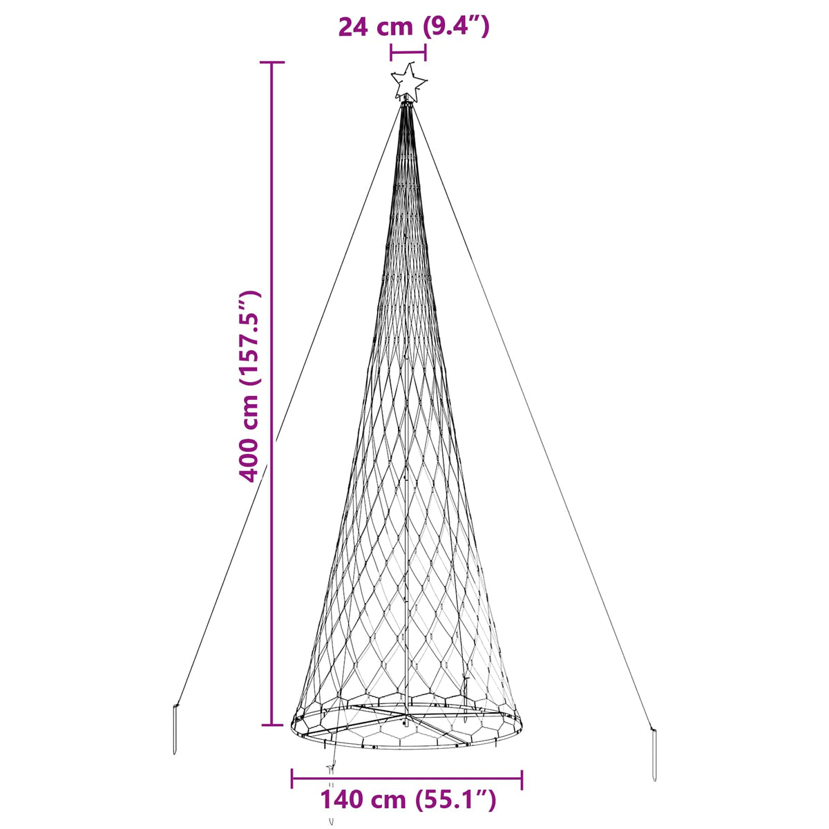 LED Kalėdų medis Šilta balta 400 cm metalas