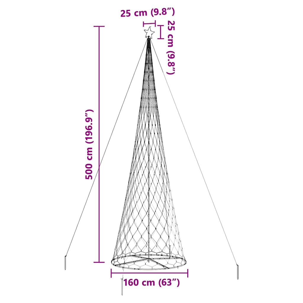 LED Kalėdų medis Šaltas baltas 500 cm metalas