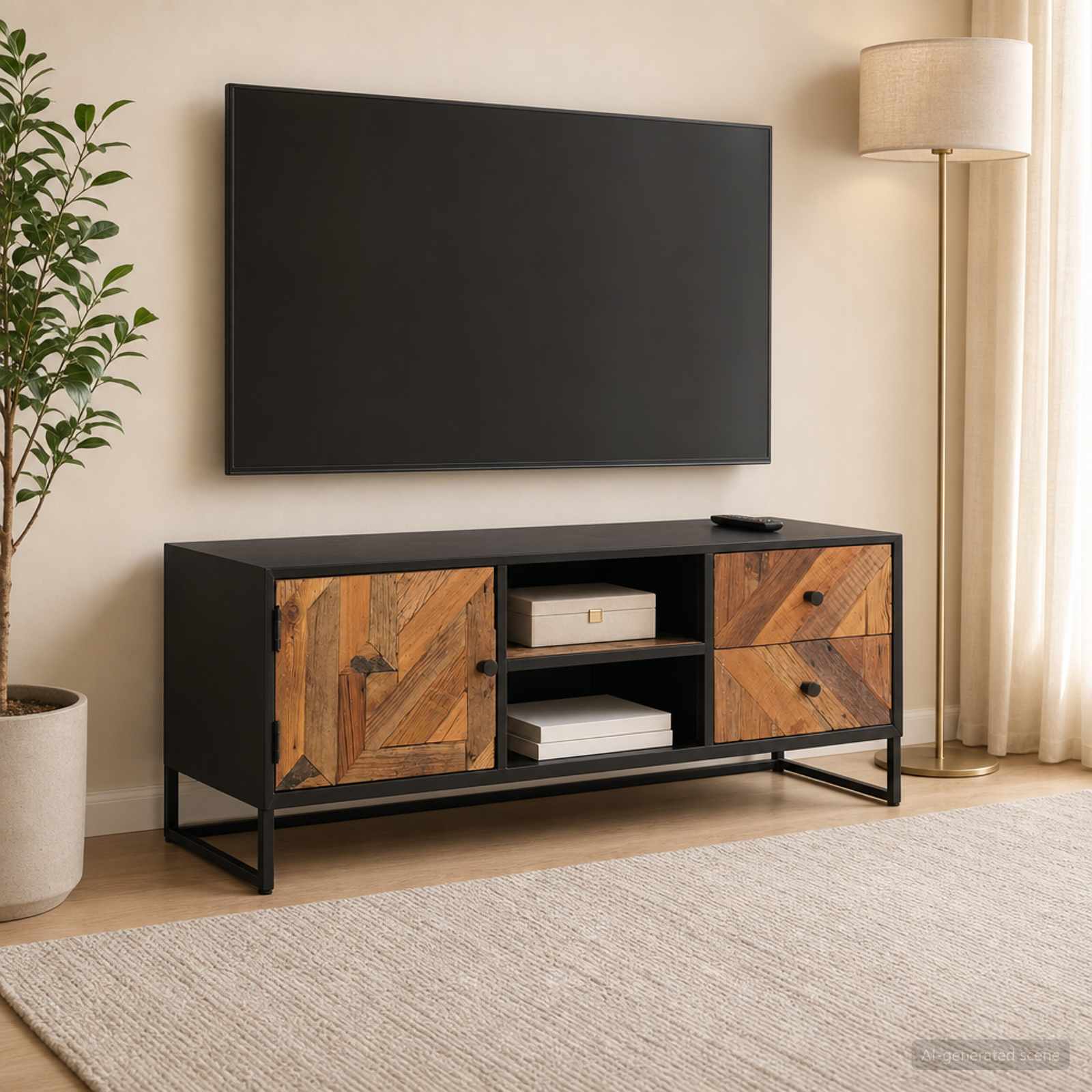 Televizoriaus spintelė su stalčių su saugykla 105 x 30 x 40 cm