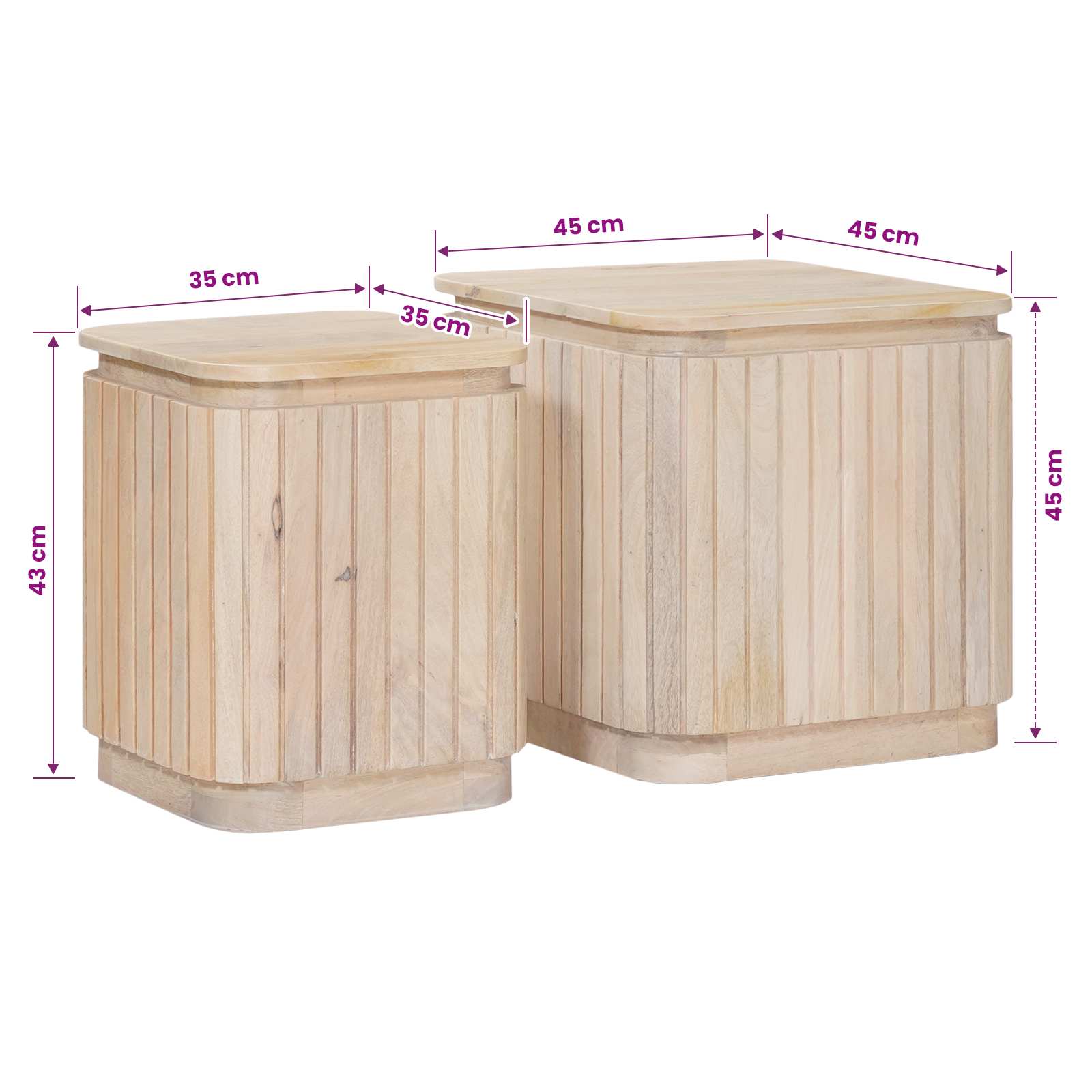 Rankų darbo šoniniai stalų rinkinys 2 pcs Balta 45 x 45 x 45 cm