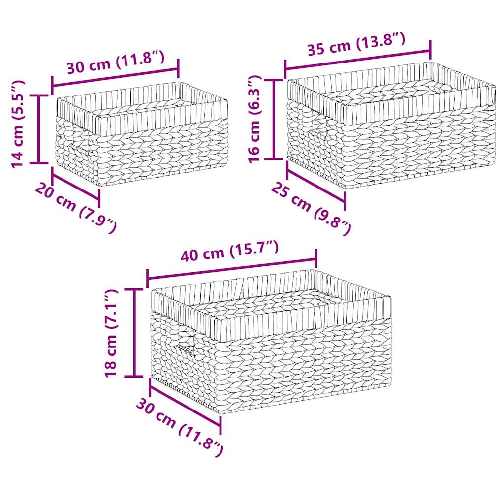 Laikymo krepšiai 3 pcs Natūrali Vandens hiacintas