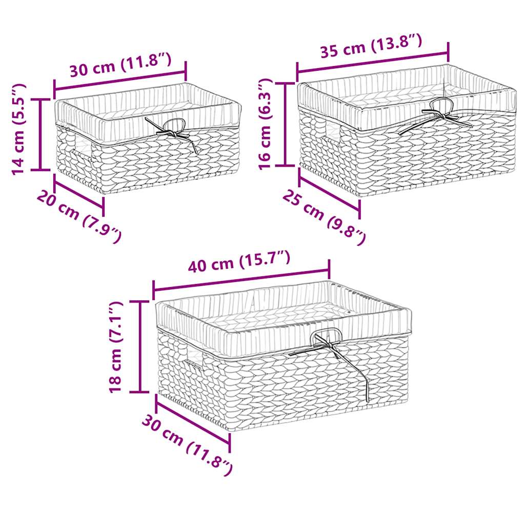 Laikymo krepšiai 3 pcs Natūrali Vandens hiacintas
