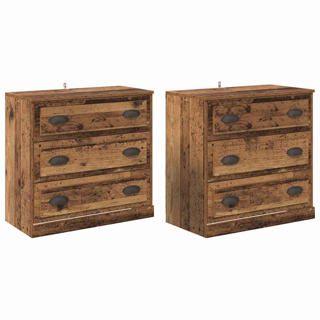 Šoninės lentynos 2 pcs Senovinis medis 70 x 35,5 x 67,5 cm