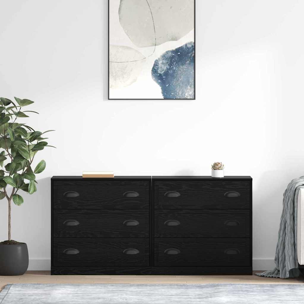 Šoninės lentynos 2 pcs Juodas ąžuolas 70 x 35,5 x 67,5 cm