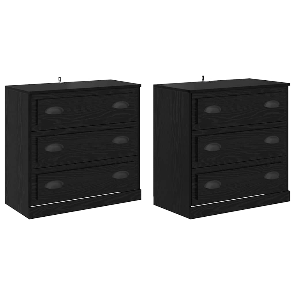 Šoninės lentynos 2 pcs Juodas ąžuolas 70 x 35,5 x 67,5 cm