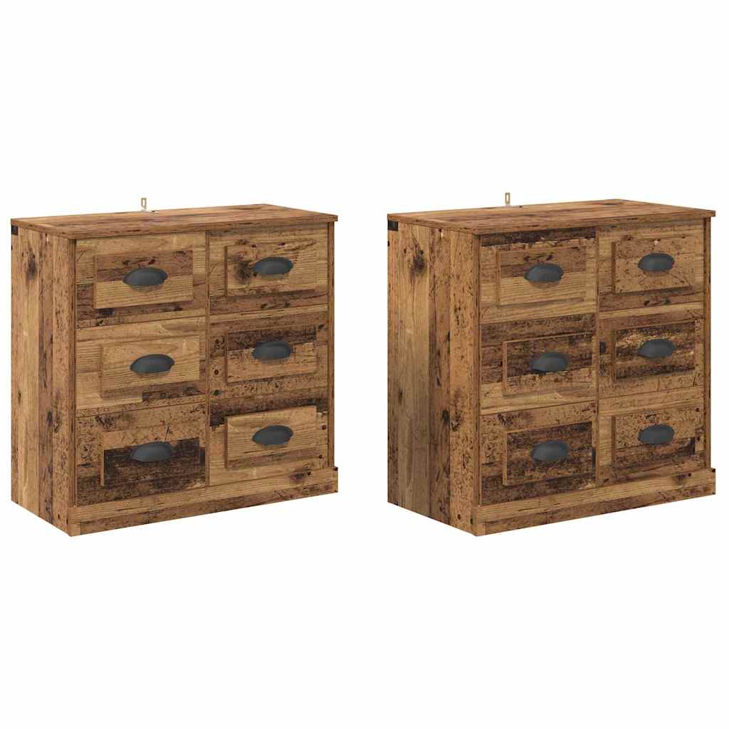 Šoninės lentynos 2 pcs Senovinis medis 70 x 35,5 x 67,5 cm