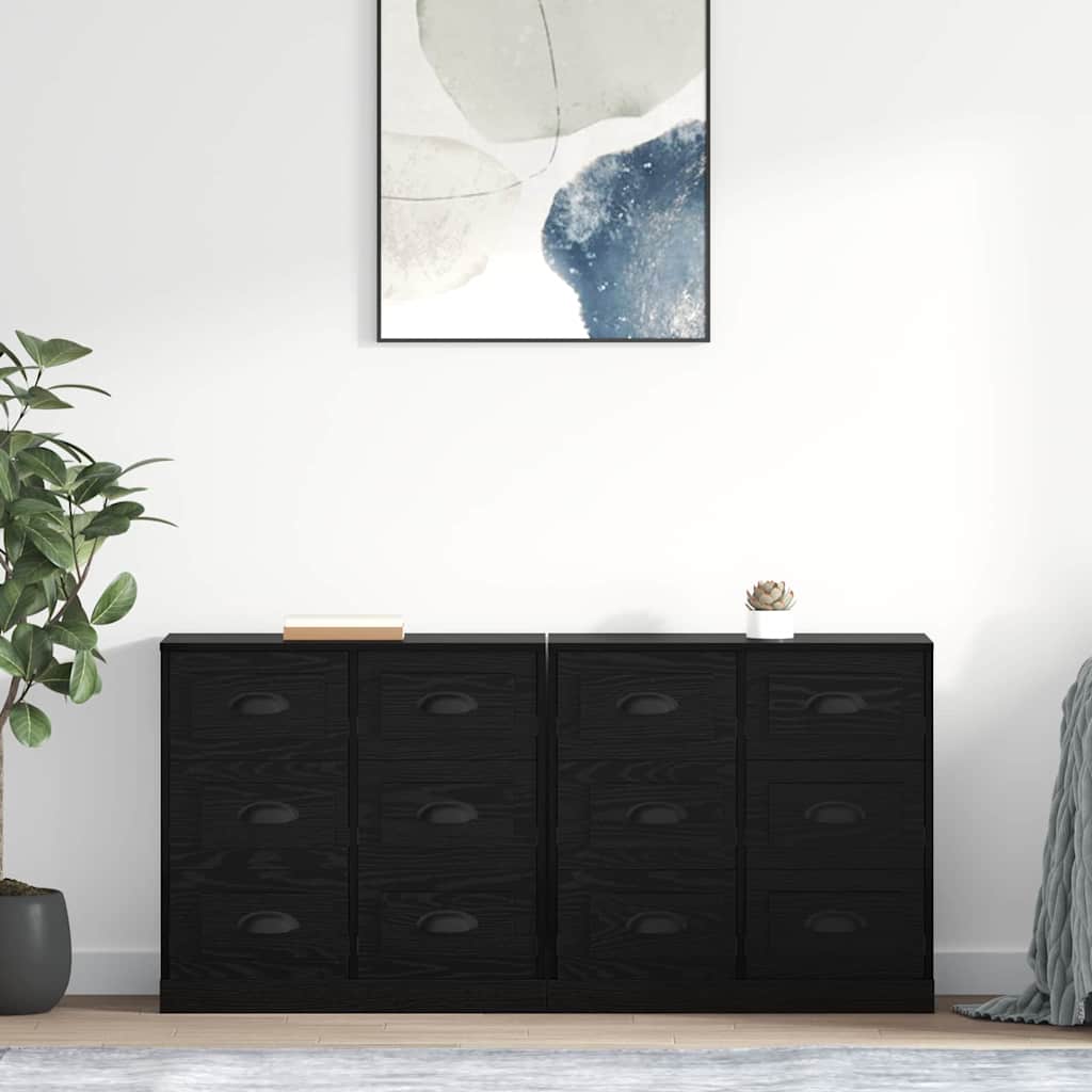 Šoninės lentynos 2 pcs Juodas ąžuolas 70 x 35,5 x 67,5 cm