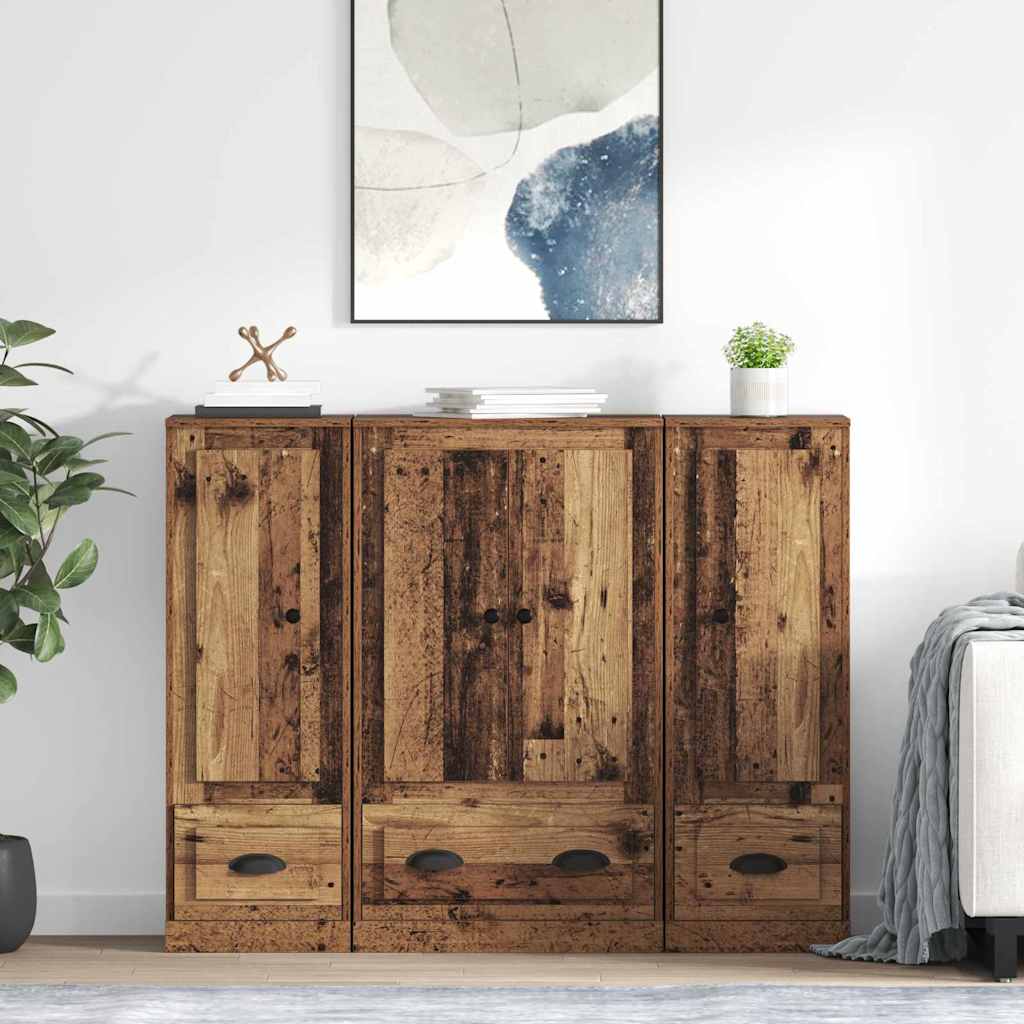 Tall cabinet 3 pcs Antique wood Solid wood
