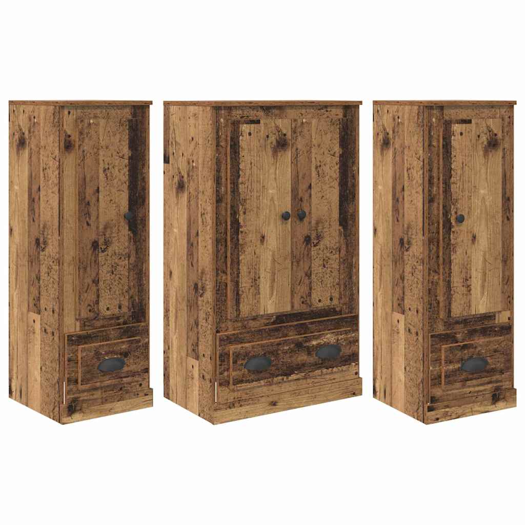 Tall cabinet 3 pcs Antique wood Solid wood