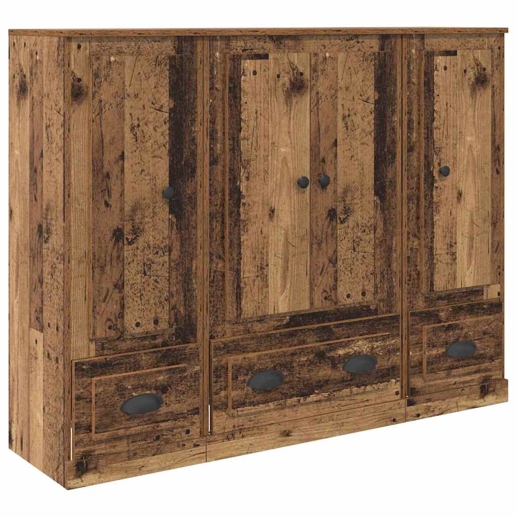 Tall cabinet 3 pcs Antique wood Solid wood