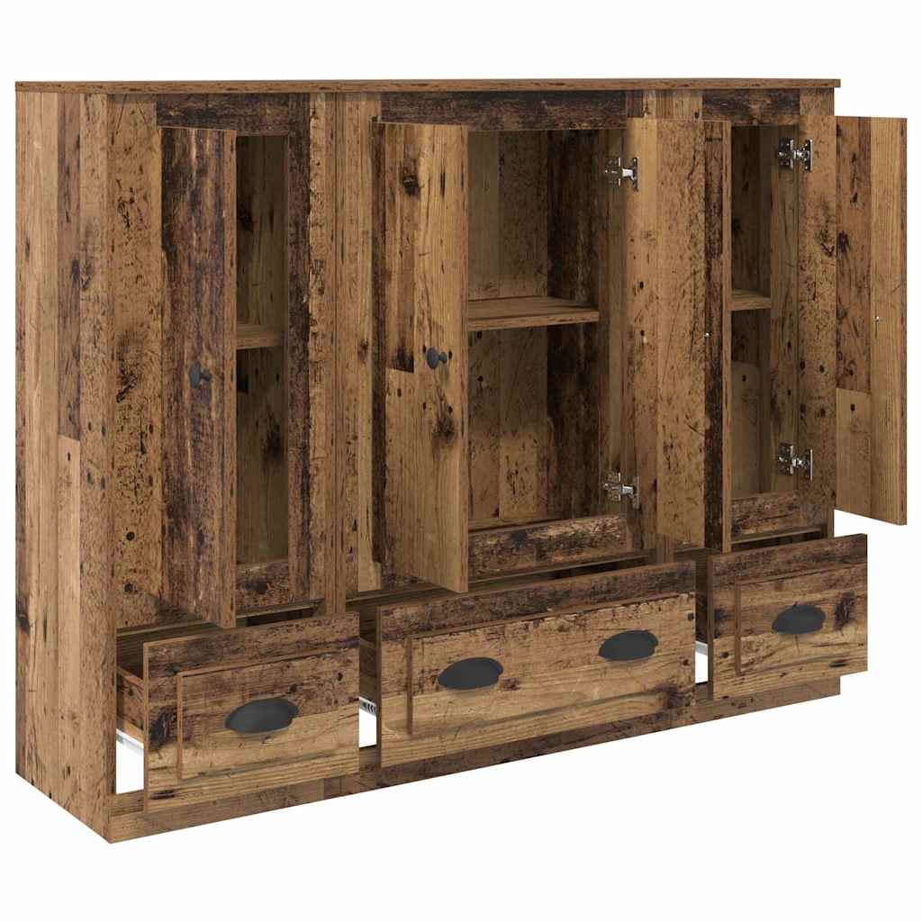 Tall cabinet 3 pcs Antique wood Solid wood