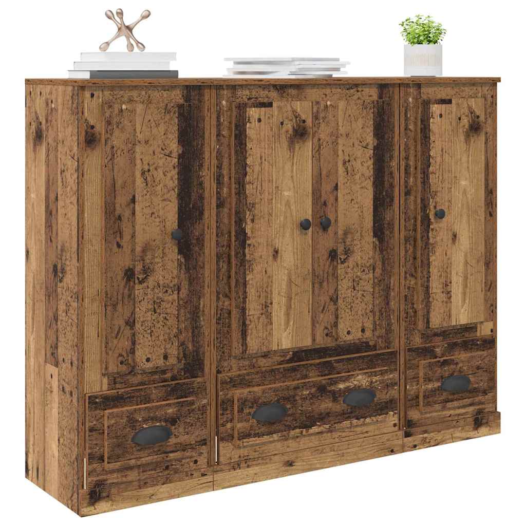 Tall cabinet 3 pcs Antique wood Solid wood