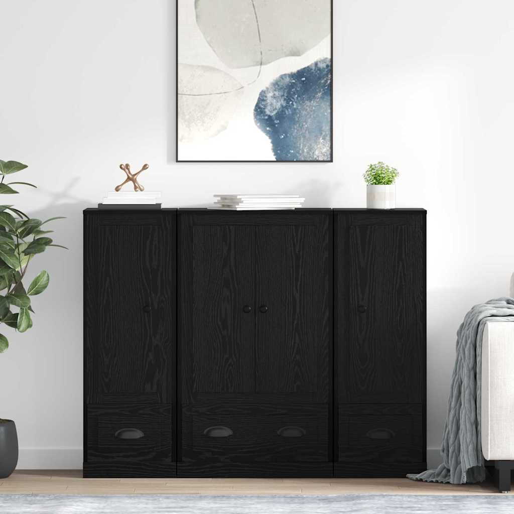 Dresser with 3 drawers Black oak Engineered wood