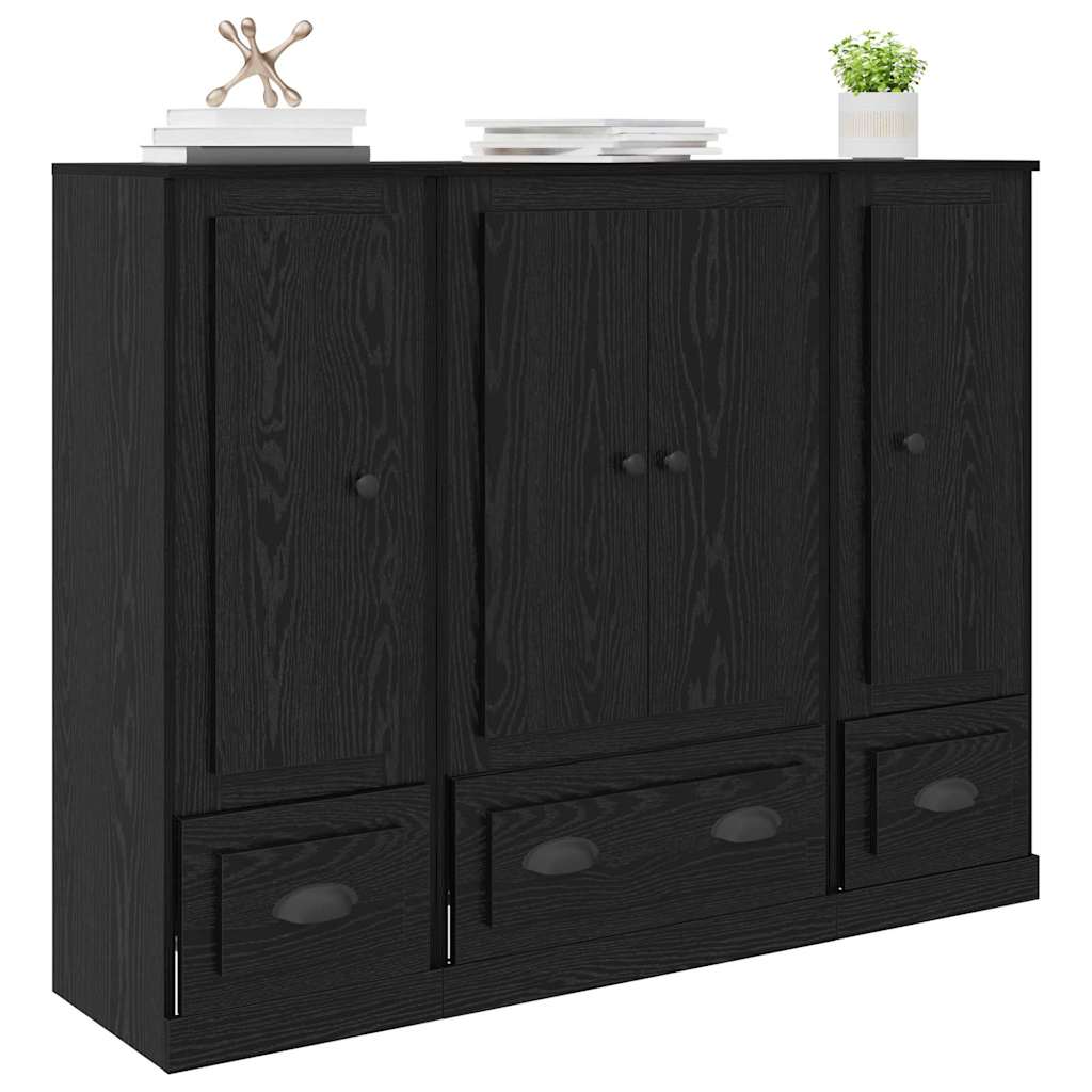 Dresser with 3 drawers Black oak Engineered wood