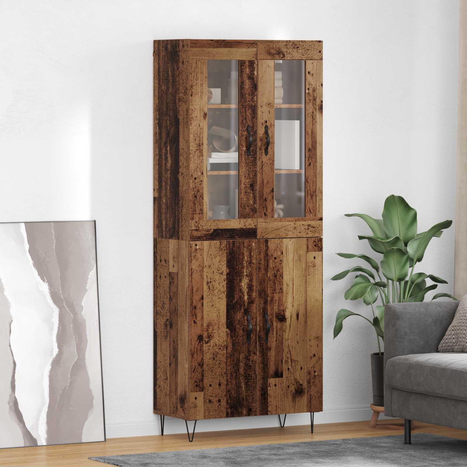 High cabinet Antique wood 69.5 x 34 x 180 cm