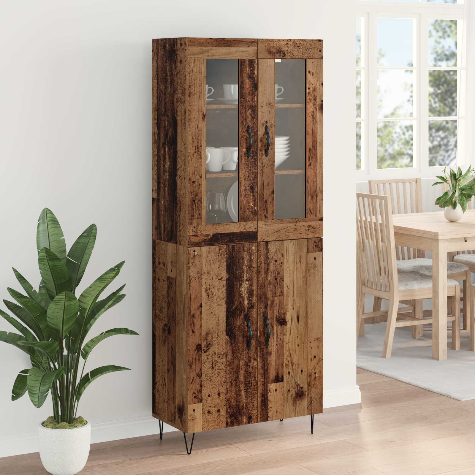 High cabinet Antique wood 69.5 x 34 x 180 cm