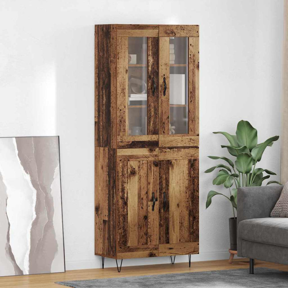 High cabinet Antique wood 69.5 x 34 x 180 cm