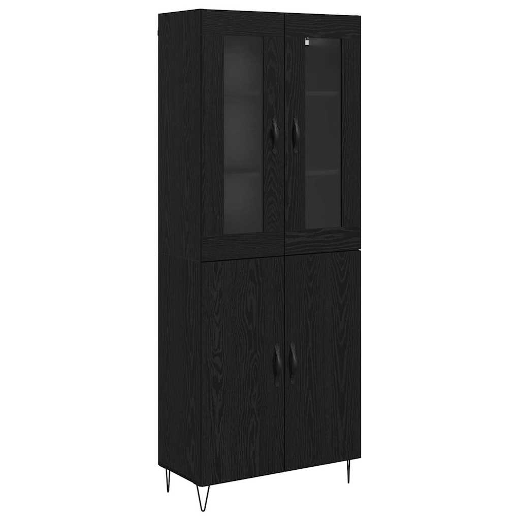 Tall Cabinet White and Black Oak 69.5 x 34 x 180 cm