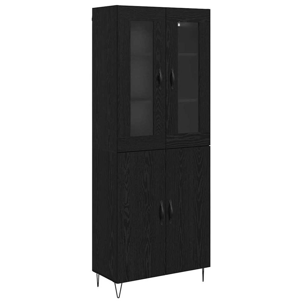Tall Cabinet White and Black Oak 69.5 x 34 x 180 cm