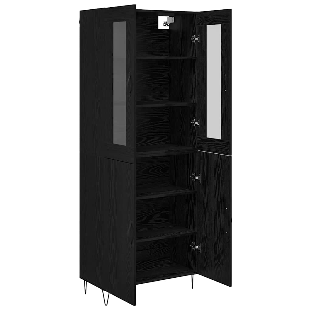 Tall Cabinet White and Black Oak 69.5 x 34 x 180 cm