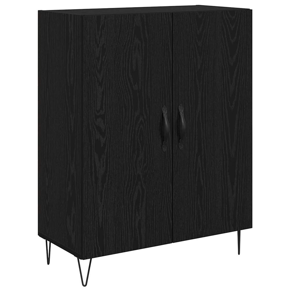 Tall Cabinet White and Black Oak 69.5 x 34 x 180 cm