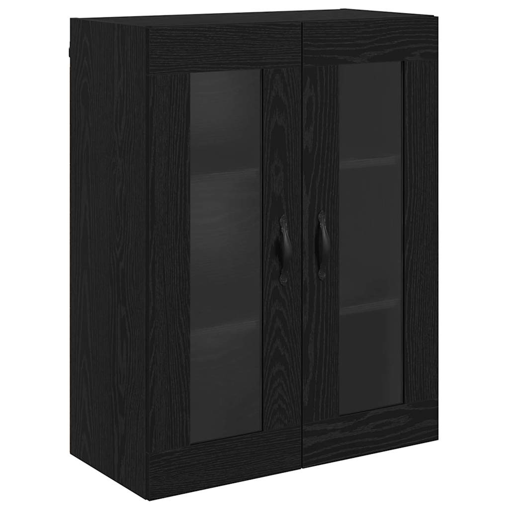 Tall Cabinet White and Black Oak 69.5 x 34 x 180 cm