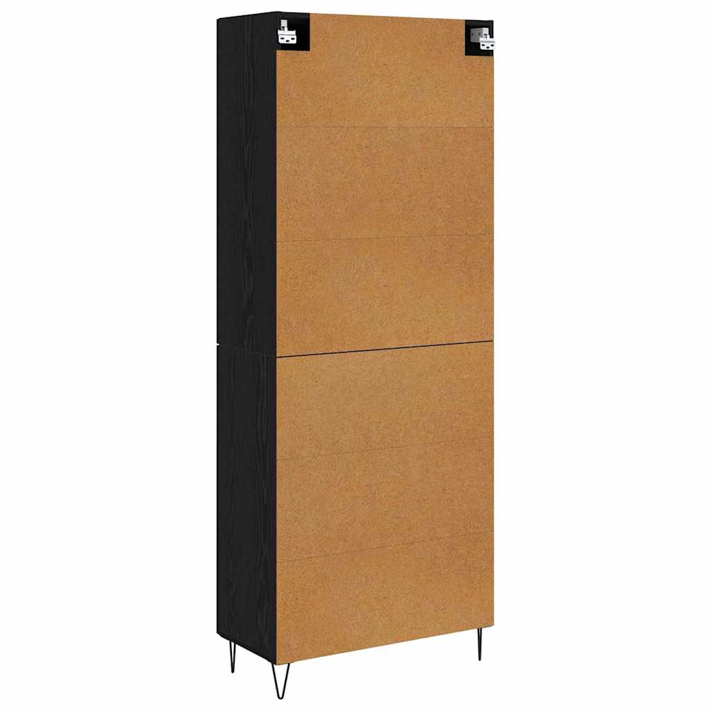 Tall Cabinet White and Black Oak 69.5 x 34 x 180 cm