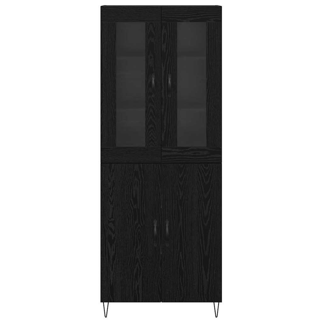 Tall Cabinet White and Black Oak 69.5 x 34 x 180 cm