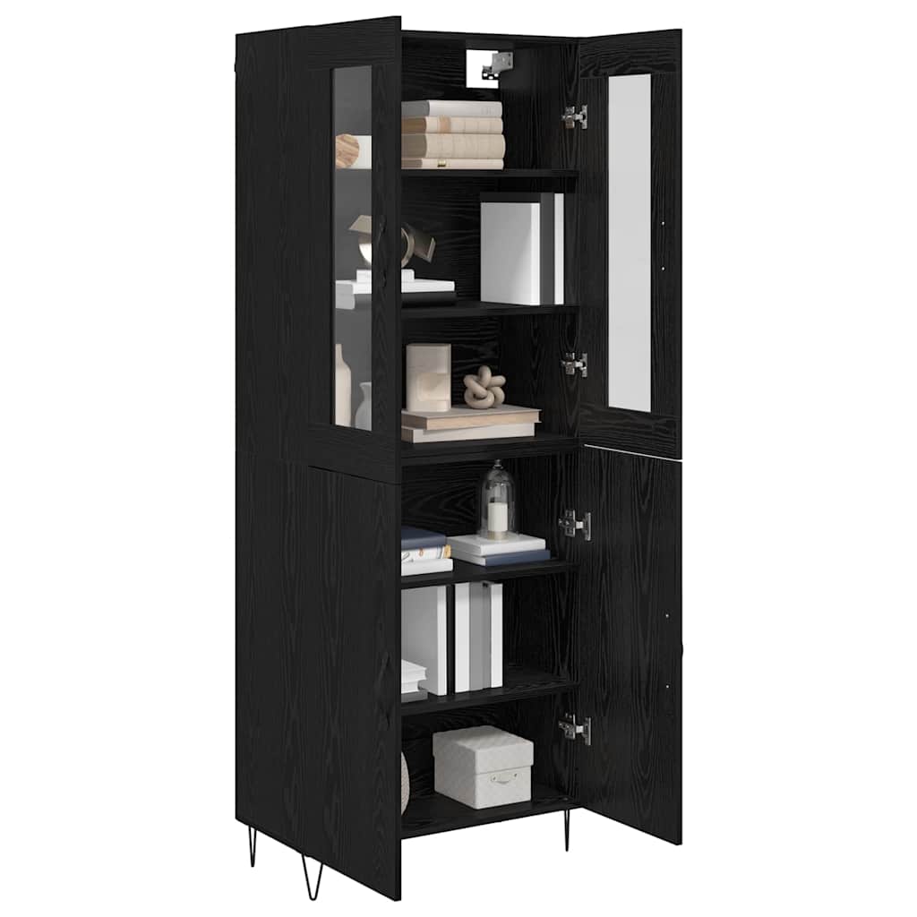 Tall Cabinet White and Black Oak 69.5 x 34 x 180 cm