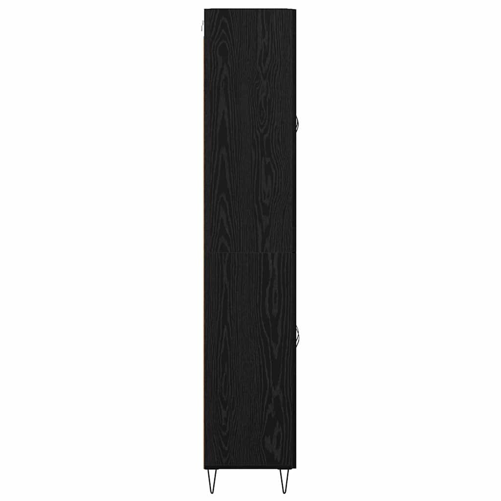 Tall Cabinet White and Black Oak 69.5 x 34 x 180 cm