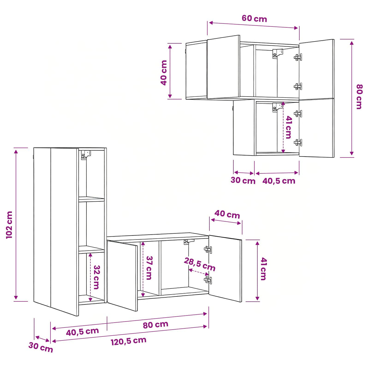 TV cabinet 4 pcs Artisan oak