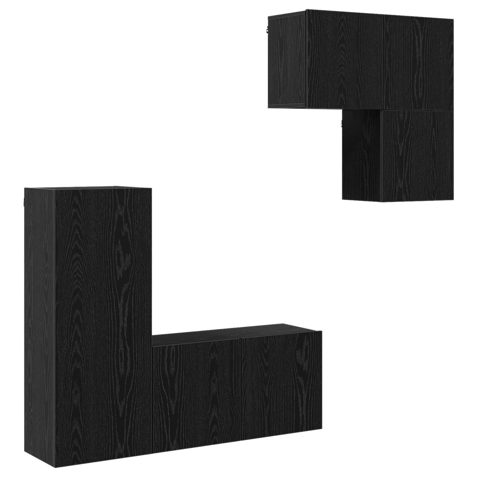 Televizoriaus sieninis modulis 4 pcs Juodas ąžuolas